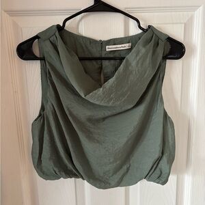Abercrombie & Fitch Olive Draped Cowl Neck Sleeveless Top